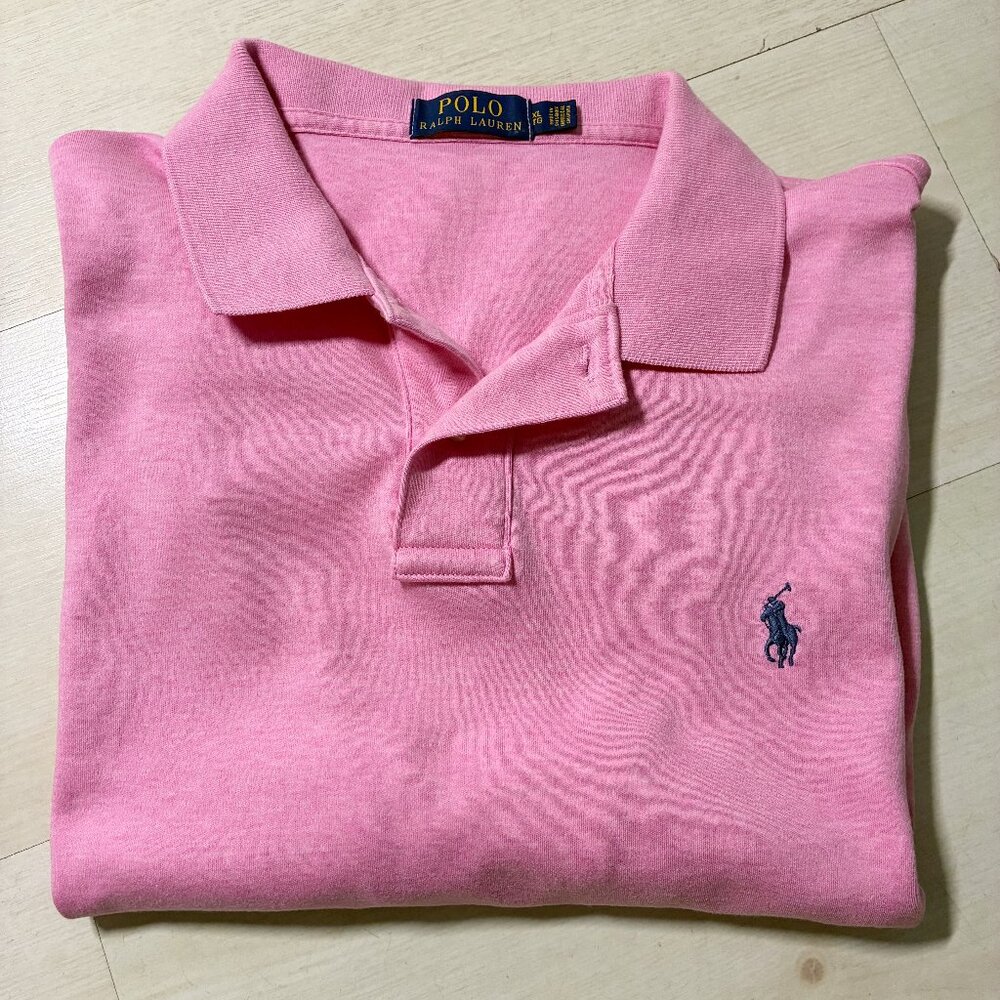 Polo Ralph Lauren Men's Classic Fit Cotton Pink Polo Embroidered Navy Pony XL/TG